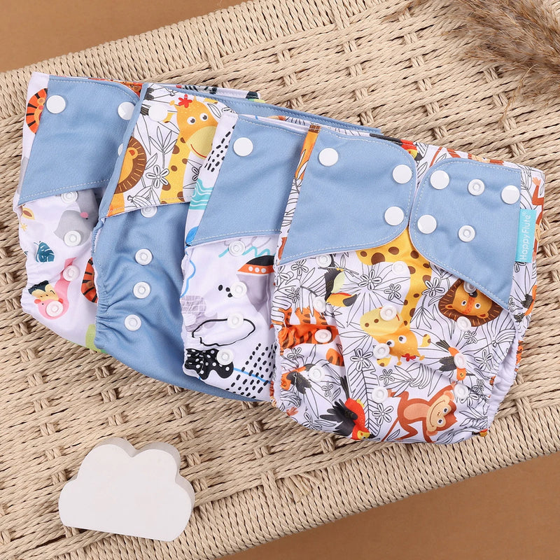Kit 4 Lindas Fraldas Ecológicas Ajustáveis e Reutilizáveis 0-2 Anos