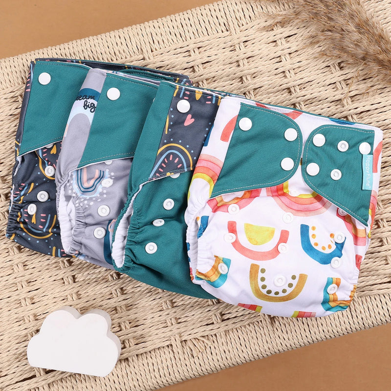Kit 4 Lindas Fraldas Ecológicas Ajustáveis e Reutilizáveis 0-2 Anos