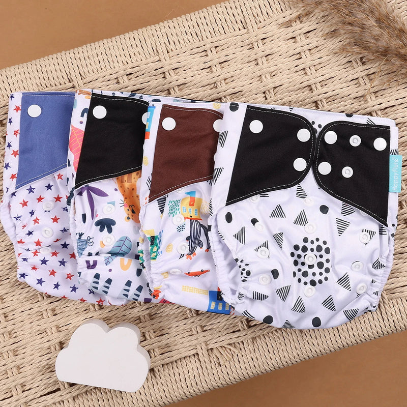Kit 4 Lindas Fraldas Ecológicas Ajustáveis e Reutilizáveis 0-2 Anos