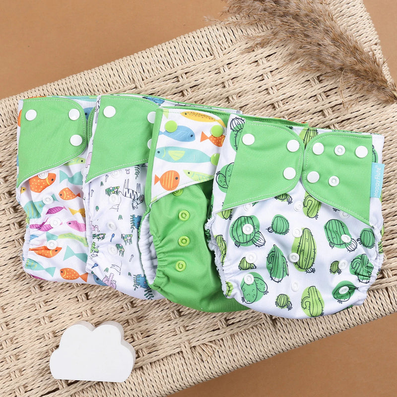 Kit 4 Lindas Fraldas Ecológicas Ajustáveis e Reutilizáveis 0-2 Anos