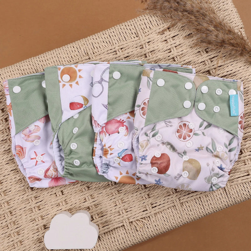 Kit 4 Lindas Fraldas Ecológicas Ajustáveis e Reutilizáveis 0-2 Anos