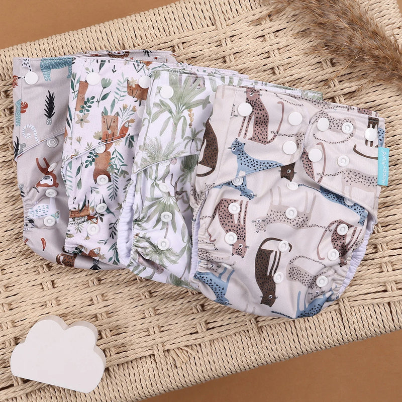 Kit 4 Lindas Fraldas Ecológicas Ajustáveis e Reutilizáveis 0-2 Anos