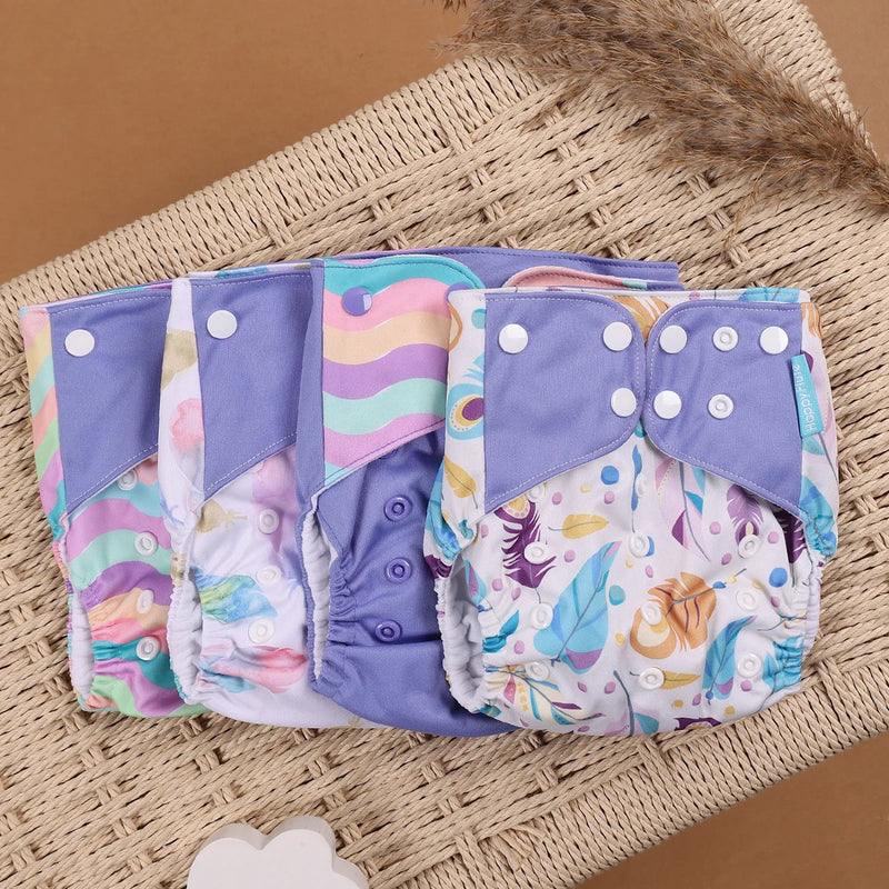 Kit 4 Lindas Fraldas Ecológicas Ajustáveis e Reutilizáveis 0-2 Anos