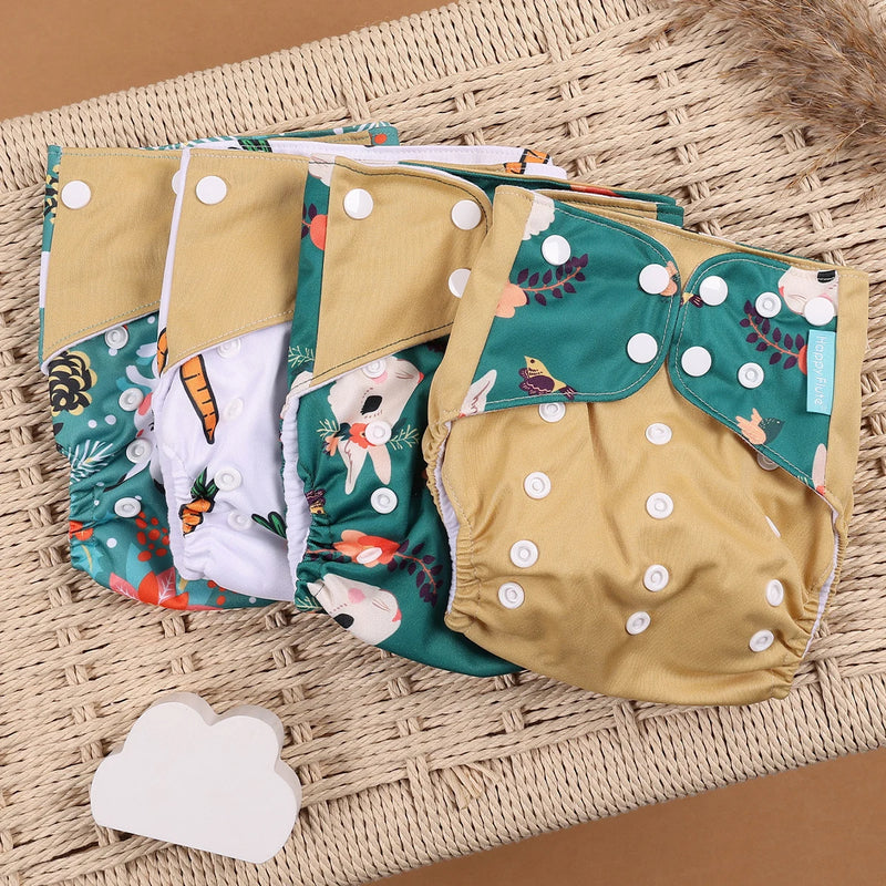 Kit 4 Lindas Fraldas Ecológicas Ajustáveis e Reutilizáveis 0-2 Anos