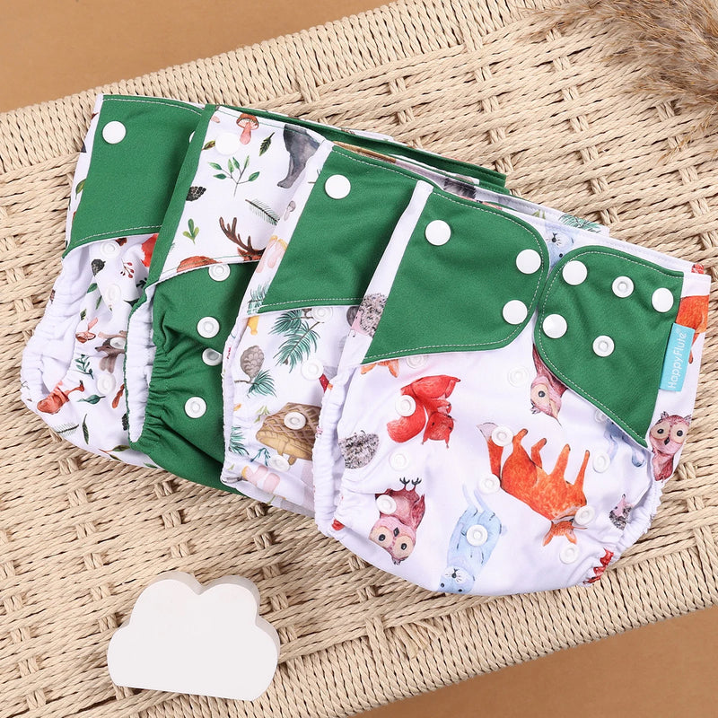 Kit 4 Lindas Fraldas Ecológicas Ajustáveis e Reutilizáveis 0-2 Anos