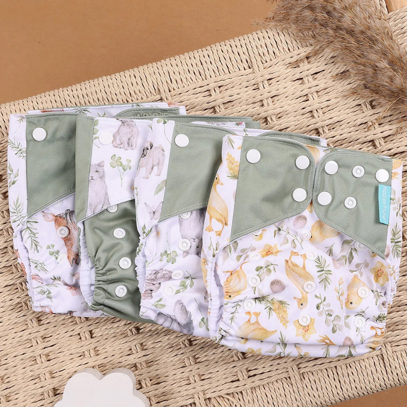 Kit 4 Lindas Fraldas Ecológicas Ajustáveis e Reutilizáveis 0-2 Anos