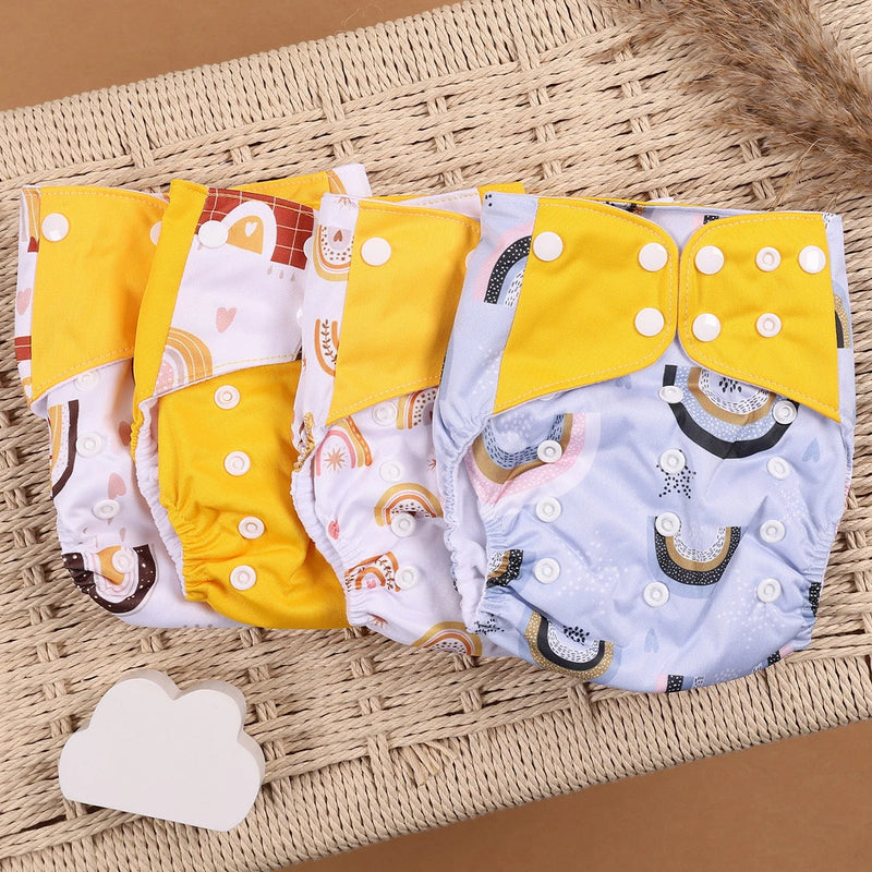 Kit 4 Lindas Fraldas Ecológicas Ajustáveis e Reutilizáveis 0-2 Anos