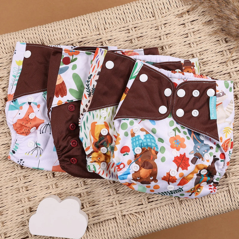 Kit 4 Lindas Fraldas Ecológicas Ajustáveis e Reutilizáveis 0-2 Anos