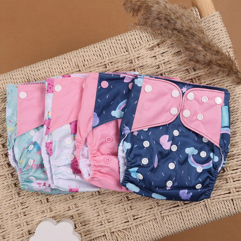 Kit 4 Lindas Fraldas Ecológicas Ajustáveis e Reutilizáveis 0-2 Anos