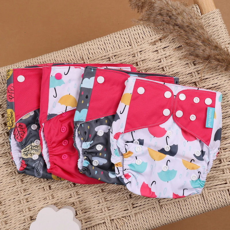 Kit 4 Lindas Fraldas Ecológicas Ajustáveis e Reutilizáveis 0-2 Anos