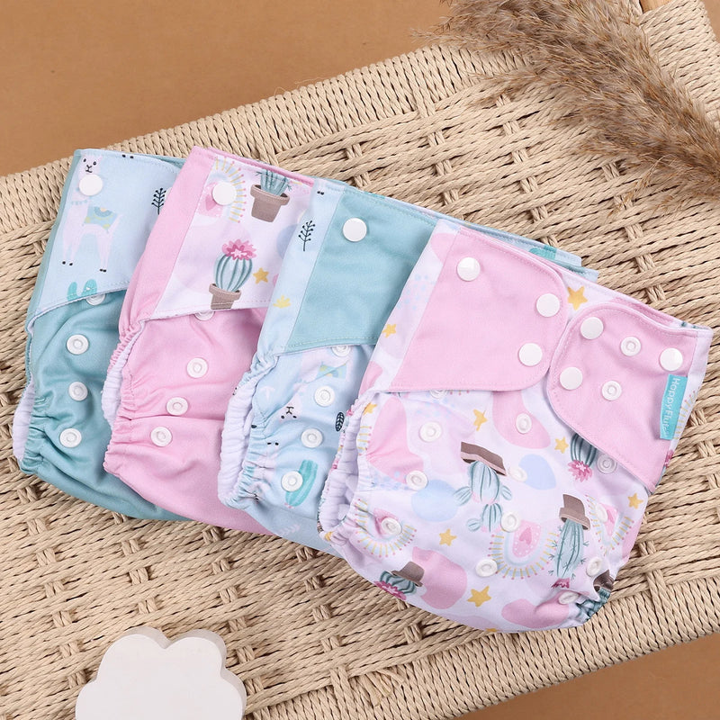 Kit 4 Lindas Fraldas Ecológicas Ajustáveis e Reutilizáveis 0-2 Anos