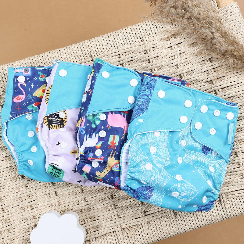 Kit 4 Lindas Fraldas Ecológicas Ajustáveis e Reutilizáveis 0-2 Anos