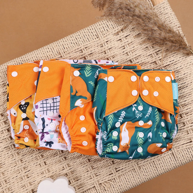 Kit 4 Lindas Fraldas Ecológicas Ajustáveis e Reutilizáveis 0-2 Anos