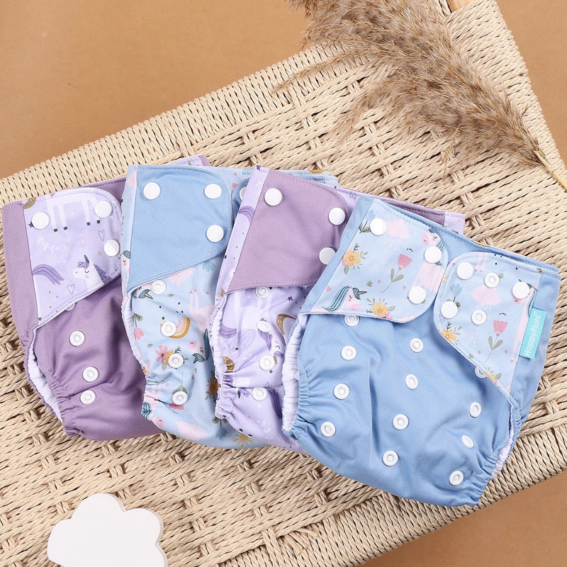 Kit 4 Lindas Fraldas Ecológicas Ajustáveis e Reutilizáveis 0-2 Anos