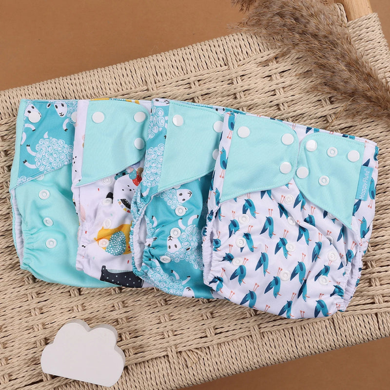 Kit 4 Lindas Fraldas Ecológicas Ajustáveis e Reutilizáveis 0-2 Anos