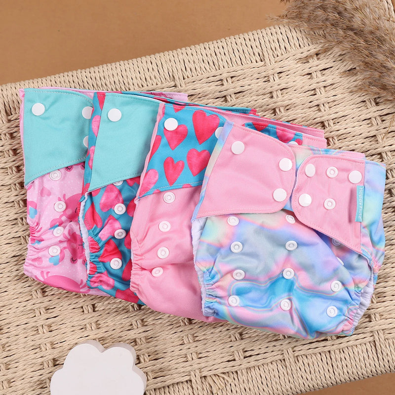 Kit 4 Lindas Fraldas Ecológicas Ajustáveis e Reutilizáveis 0-2 Anos