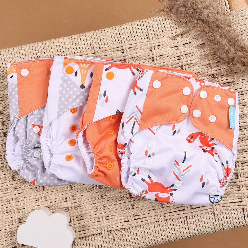 Kit 4 Lindas Fraldas Ecológicas Ajustáveis e Reutilizáveis 0-2 Anos