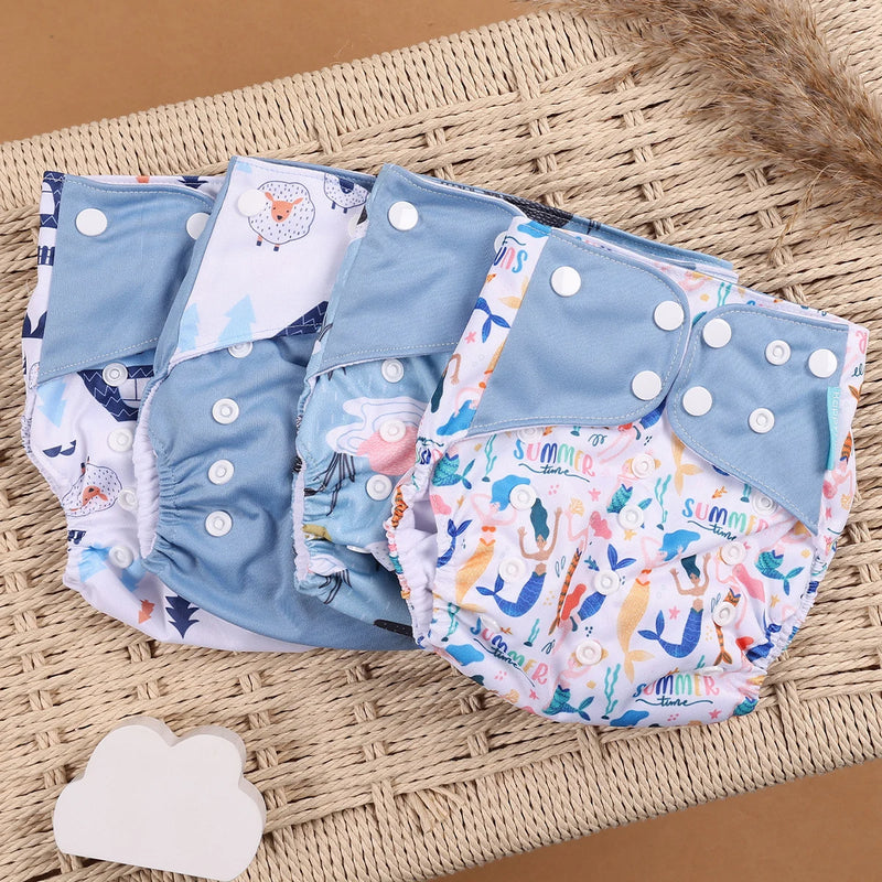 Kit 4 Lindas Fraldas Ecológicas Ajustáveis e Reutilizáveis 0-2 Anos