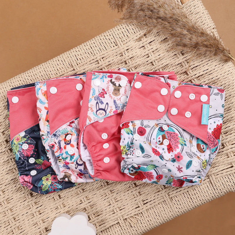 Kit 4 Lindas Fraldas Ecológicas Ajustáveis e Reutilizáveis 0-2 Anos
